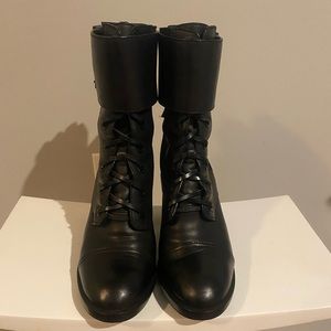 Tory Burch Broome Combat Boots. Size 7.5M. Black. Excellent Condition.